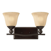 Hinkley Bolla two-light vanity with flared shades and an Olde Bronze frame