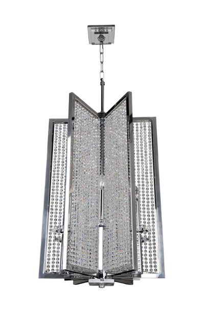 Kalco Lighting Rockefeller Collection Six Light Hanging Pendant Chandelier in Polished Chrome Finish