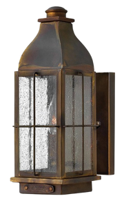Hinkley Bingham small outdoor wall lantern in Sienna finish with clear seeded glass
