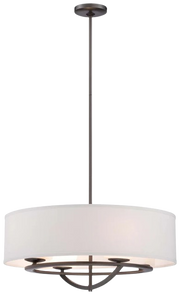 George Kovacs Circuit Smoked Iron pendant with a white drum shade and open frame