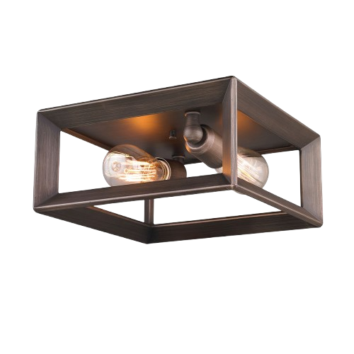 Golden Lighting Smyth 2-Light 11.5" Flush Mount Ceiling Light In Brushed Bronze