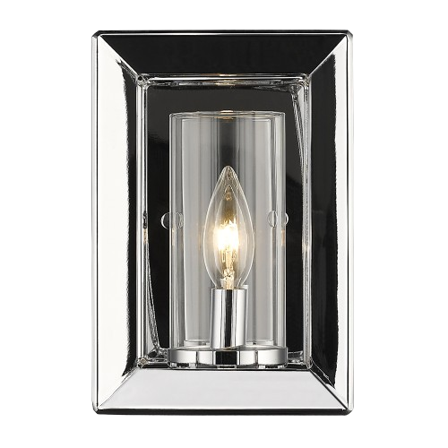 Golden Lighting Smyth 1-Light Wall Sconce in Chrome with Clear Glass, Modern Cage Wall Light - 2074-1W CH-CLR