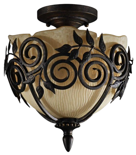 Uttermost Two-Light Heavily Burnished Wash Bowl Semi-Flush Mount