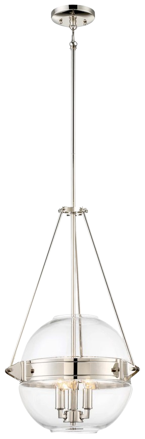 Atrio 3-Light 16" Pendant Light – Polished Nickel Finish