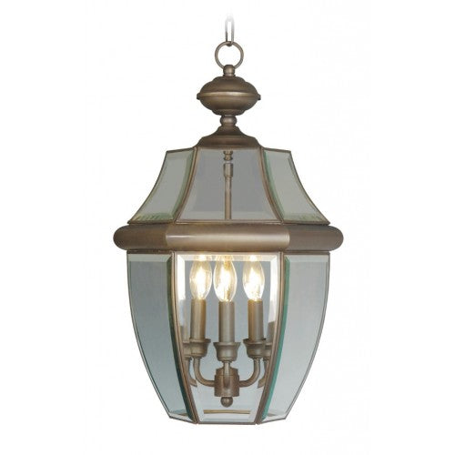 Livex Monterey 2355-07 three-light outdoor pendant lantern in Bronze