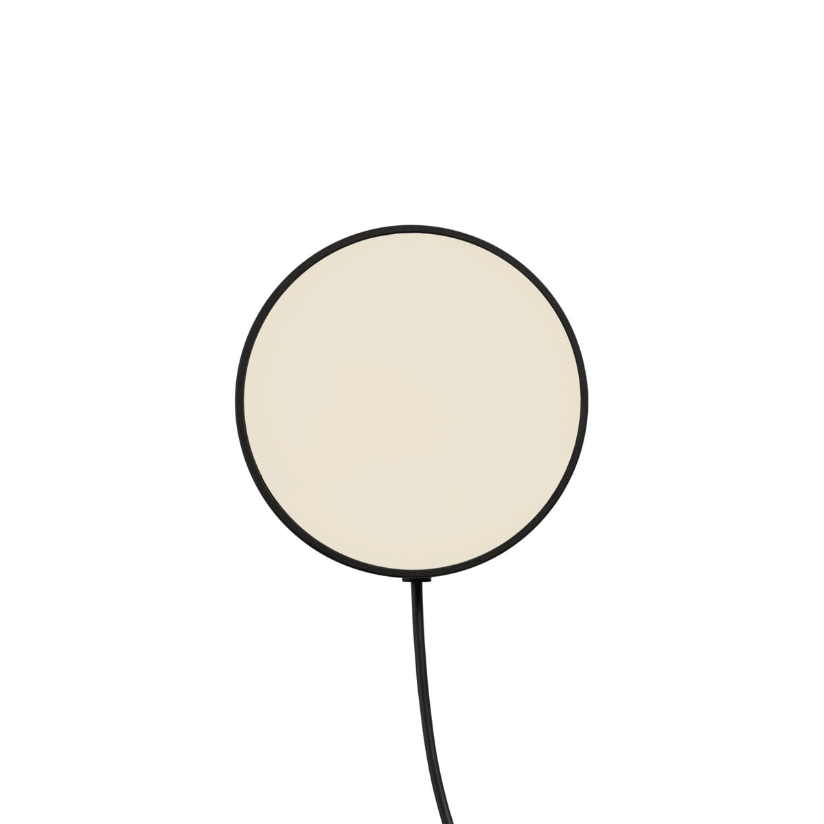 Muuto Post extra lighting head with a round pale diffuser, slim black rim and cable