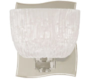 Hudson Valley Cove Neck satin-nickel bath light with a rippled glass cup and waved backplate