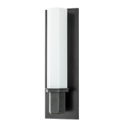 Hudson Valley Walton wall sconce with a tall pale diffuser and dark rectangular backplate