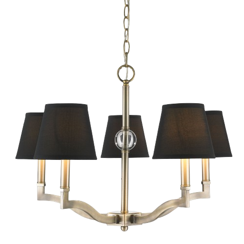 Waverly 5-Light 1-Tier Chandelier – Golden Pewter With Black Shades