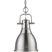 Golden Lighting Duncan Pewter pendant with bell shade and vented upper housing