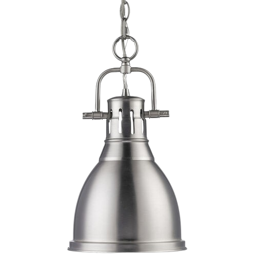 Golden Lighting Duncan Pewter pendant with bell shade and vented upper housing