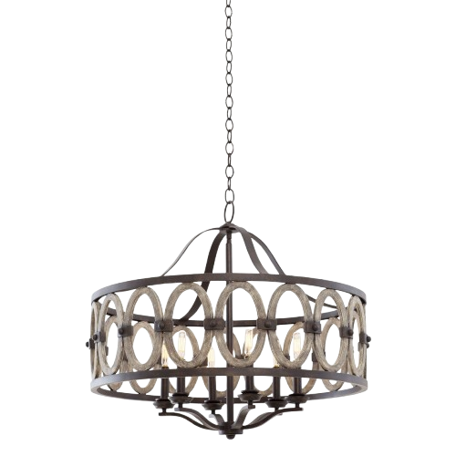 Kalco Belmont 6-Light 28.5″ Drum Chandelier – Florence Gold Finish