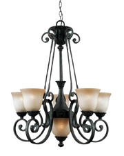 Quoizel Barrington 5-light chandelier in Sunset Shadow finish with curved traditional arms