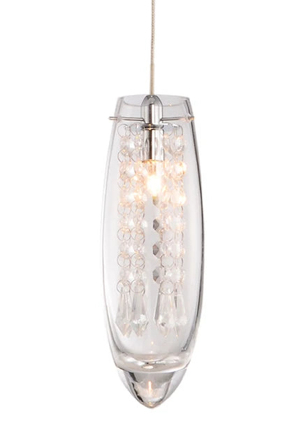 Kuzco 41271C single-light crystal pendant in Chrome with clear glass
