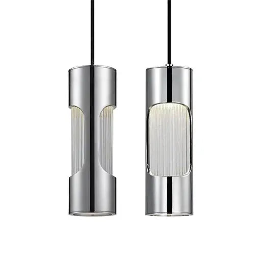 Kuzco 420001CH-LED Chrome LED mini pendant with clear crystal rods