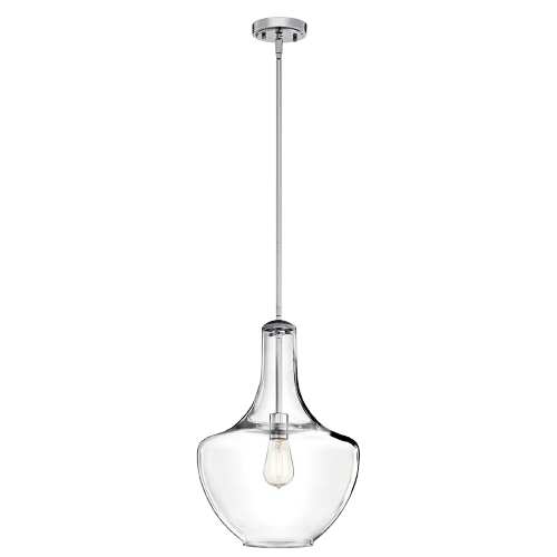 Everly 1-Light Bell Pendant In Chrome Finish – Modern Mini Pendant Ceiling Light