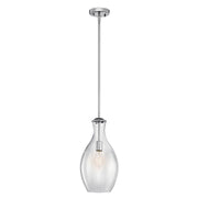 Kichler Everly chrome pendant with curved clear glass and one exposed bulb