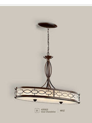 Kichler 42053MIZ four-light oval chandelier in Mission Bronze