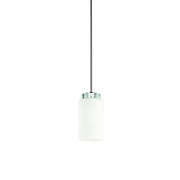 Kichler Reynes pendant with a white cylindrical shade, chrome cap and slender stem