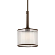 Kichler Lacey Mission Bronze pendant with layered translucent and frosted drum shades