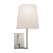 Sonneman Verso satin-nickel wall sconce with a tapered rectangular shade and angular arm