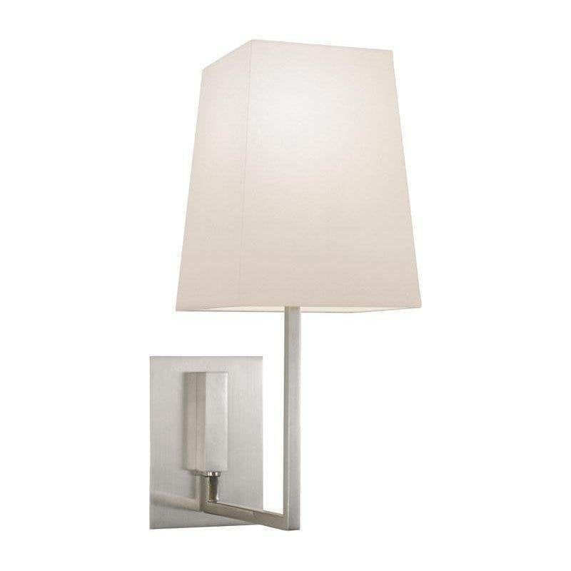 Sonneman Verso satin-nickel wall sconce with a tapered rectangular shade and angular arm