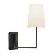 Sonneman Verso 4445.51 wall sconce with a black angular swing arm and tall off-white rectangular shade