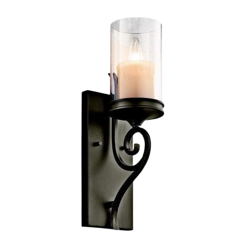 Kichler Lara 45362Swz 1-Light Candle Glass Wall Sconce, Shadow Bronze