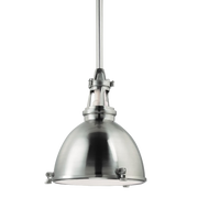 Hudson Valley 4614-SN satin nickel pendant with a bell-shaped reflector and exposed rim clips