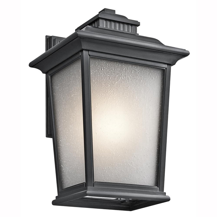 Kichler Weatherly 49440BK outdoor wall lantern in Black with clear seeded glass