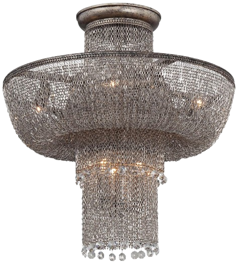 Minka Metropolitan Seven Light Antique Silver Bowl Semi-Flush Mount