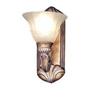 Quoizel Tuscany TS8550CZ wall sconce with a flared pale shade and sculpted bronze support