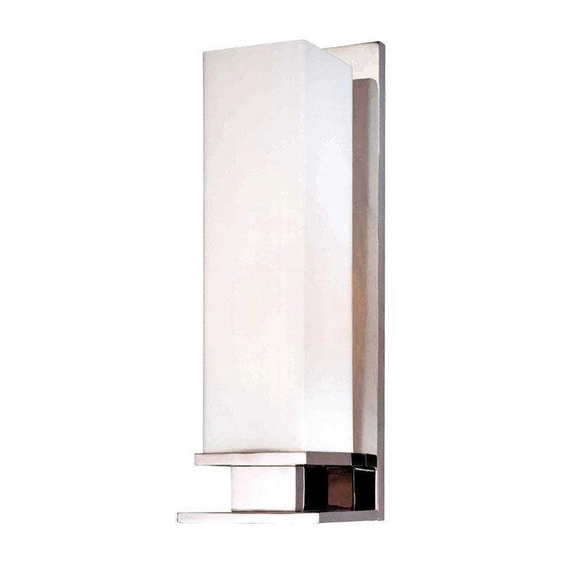 Hudson Valley Thompson 520-PN vanity sconce with rectangular opal glass and a polished-nickel backplate