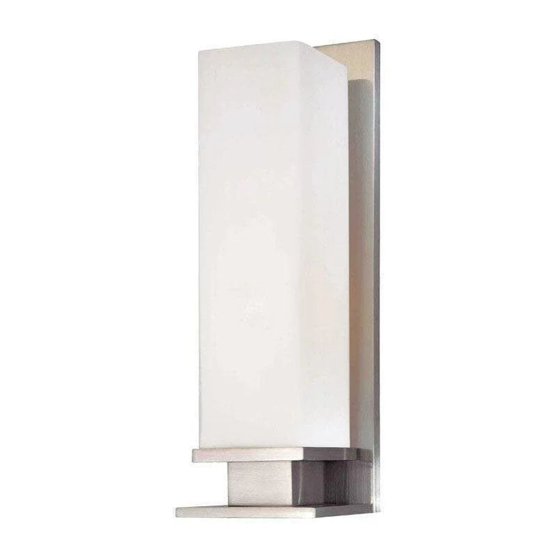 Hudson Valley Thompson 520-SN vanity sconce with rectangular opal glass and a satin-nickel backplate