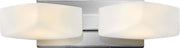 Hinkley Quantum 54422CM two-light vanity fixture in Chrome with etched-opal glass