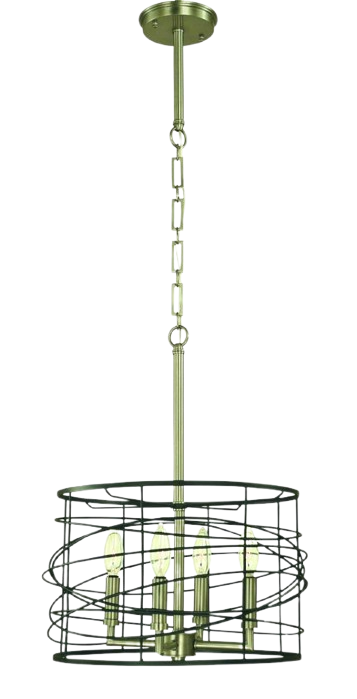 Framburg Boca 4-Light Flush Mini Chandelier in Brushed Nickel & Matte Black