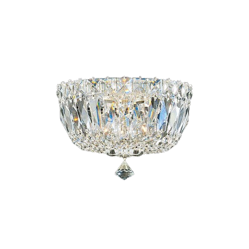 Petit Crystal Deluxe 3-Light Polished Silver Flush Mount Ceiling Light