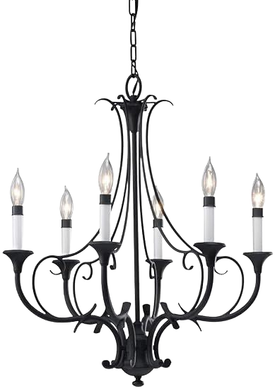 Feiss Peyton 6-Light Single Tier Chandelier, 23.5" Black Finish