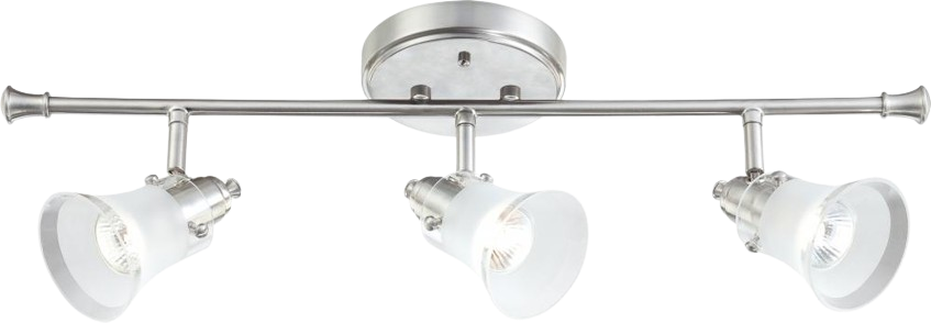 3-Light Fixed Track Lighting Fixture In Brushed Nickel With Clear & Frosted Glass