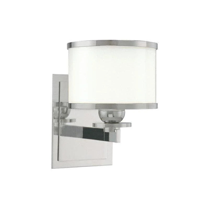Hudson Valley Basking Ridge vanity light with opal glass and satin-nickel rings