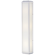 Minka Lavery Daventry white-glass enclosure with slender polished-nickel borders