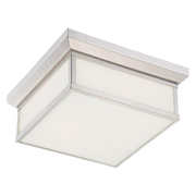 Minka-Lavery Daventry flush mount with a square white enclosure and fine Polished Nickel trim
