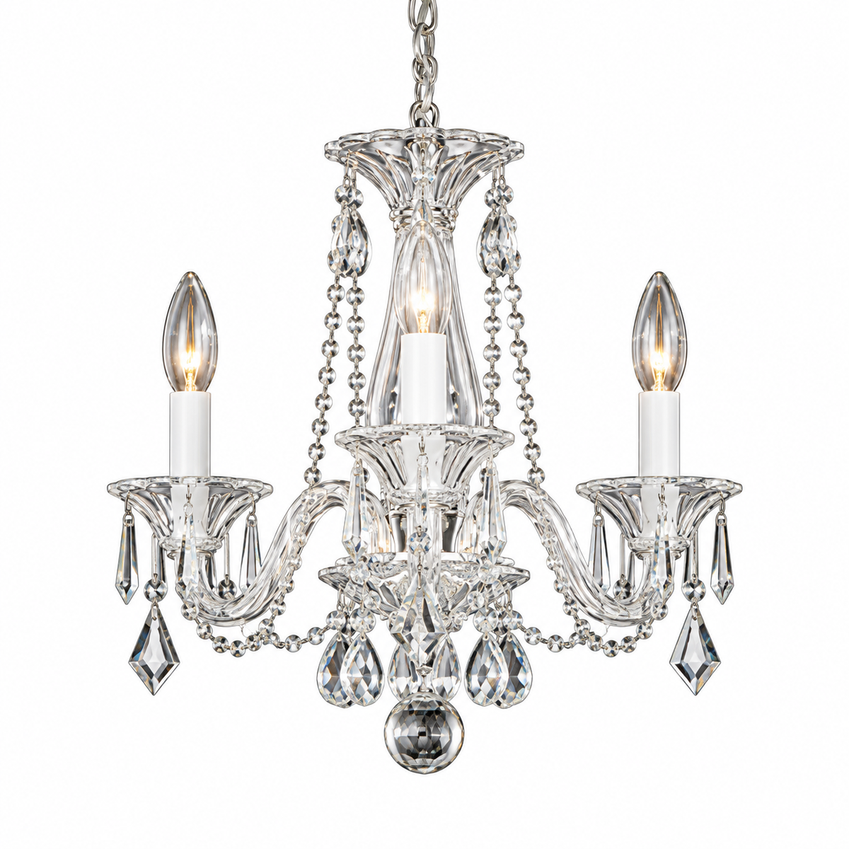Schonbek Allegro 6993CL three-light crystal chandelier in Polished Silver