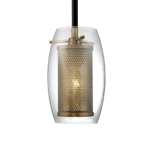 Dunbar 1-Light Mini Pendant Ceiling Light In Warm Brass With Bronze Accents