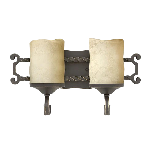Hinkley Casa Two-Light Bath Vanity Light In Olde Black With Clear Seedy Glass