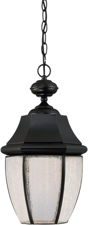 Quoizel Newbury black hanging lantern with textured pale panels