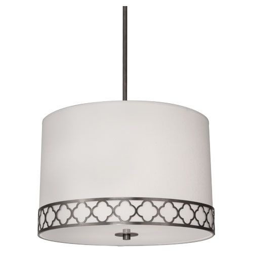 Robert Abbey Addison 1544 pendant in Patina Nickel with Pearl Dupioni shade