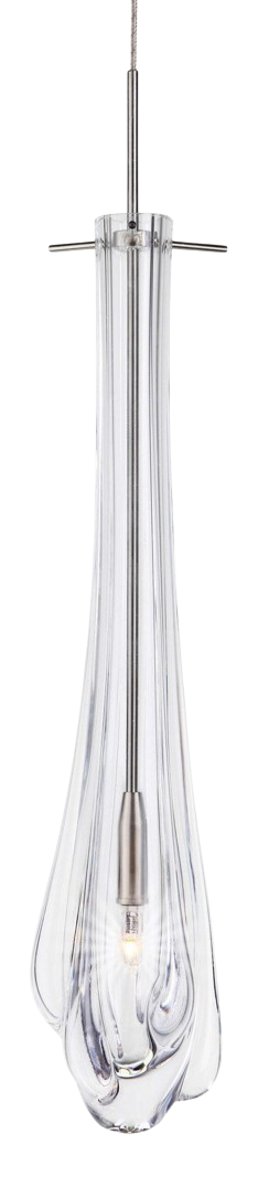 Stone Lighting Dew Drop Monopoint Pendant, Satin Nickel, Clear Murano Glass