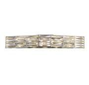 Savoy House Lancaster 8-974-6-11 vanity light with faceted crystal and a curved Polished Chrome frame.