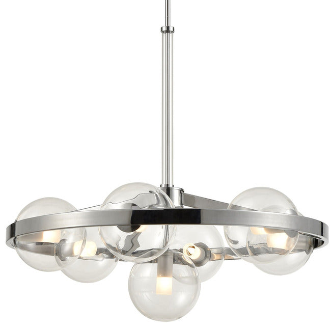 DVI Courcelette DVP27027 chandelier with clear-glass globes clustered around an open ring.
